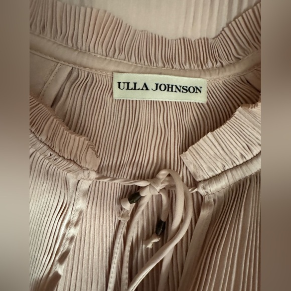 Ulla Johnson Pleated Japanese Satin Blouse In Blush Pink - Picture 7 of 12